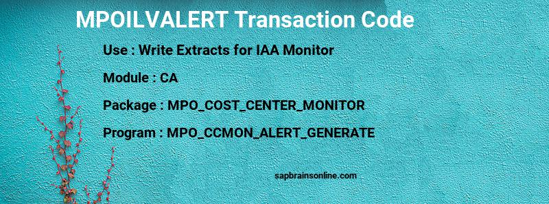 SAP MPOILVALERT transaction code