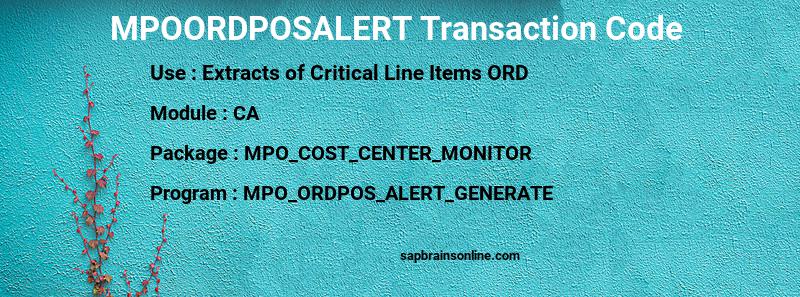 SAP MPOORDPOSALERT transaction code