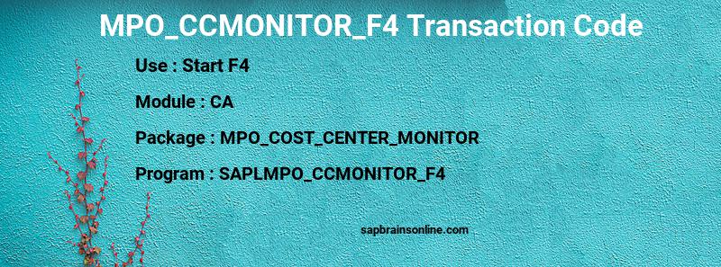 SAP MPO_CCMONITOR_F4 transaction code