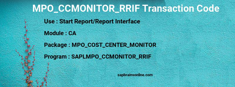SAP MPO_CCMONITOR_RRIF transaction code
