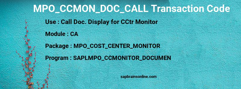 SAP MPO_CCMON_DOC_CALL transaction code