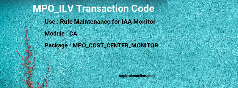 SAP MPO_ILV transaction code