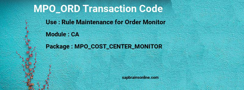 SAP MPO_ORD transaction code