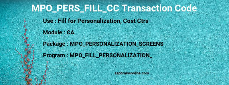 SAP MPO_PERS_FILL_CC transaction code