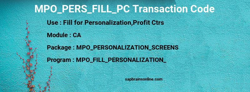 SAP MPO_PERS_FILL_PC transaction code