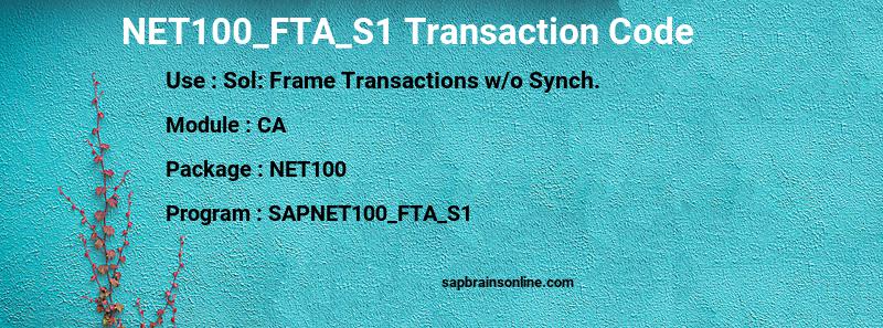 SAP NET100_FTA_S1 transaction code