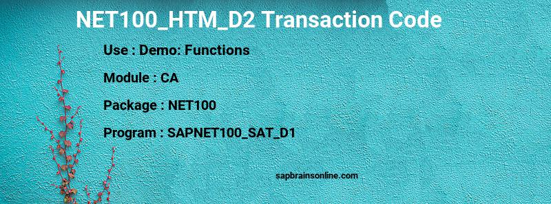 SAP NET100_HTM_D2 transaction code
