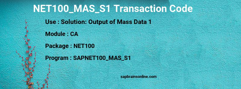 SAP NET100_MAS_S1 transaction code