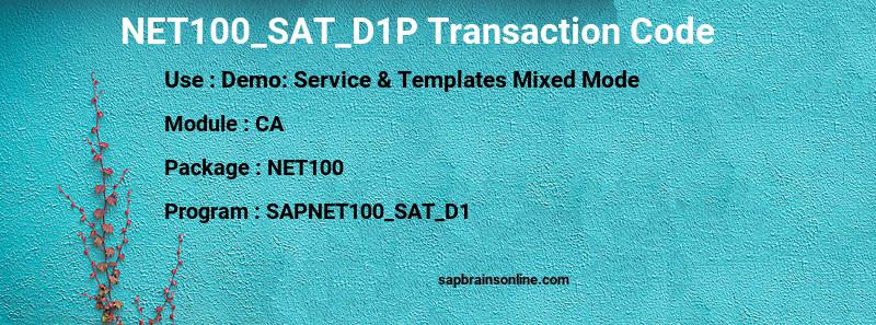SAP NET100_SAT_D1P transaction code