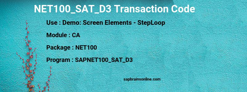 SAP NET100_SAT_D3 transaction code