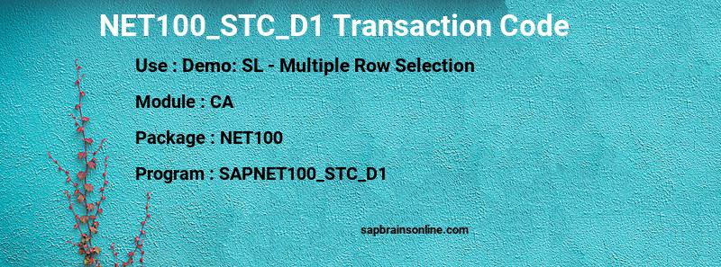 SAP NET100_STC_D1 transaction code