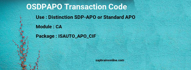 SAP OSDPAPO transaction code