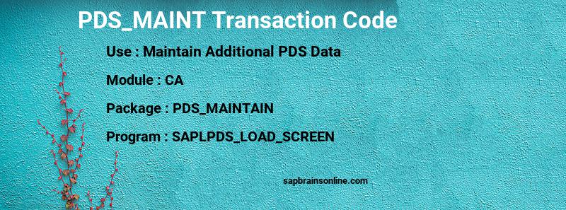 SAP PDS_MAINT transaction code