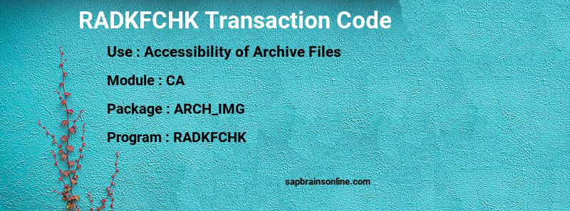SAP RADKFCHK transaction code