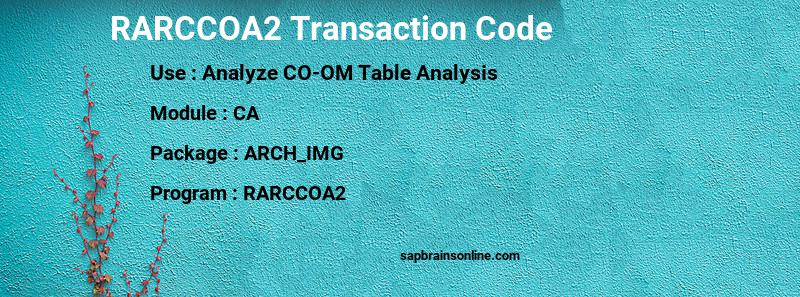 SAP RARCCOA2 transaction code