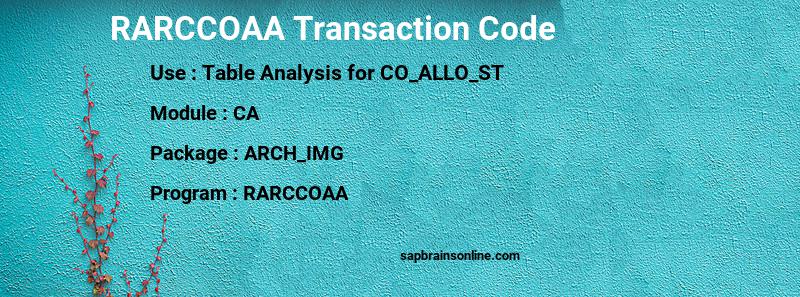 SAP RARCCOAA transaction code