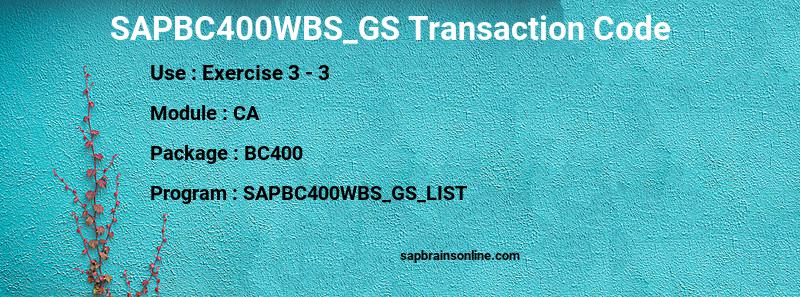 SAP SAPBC400WBS_GS transaction code