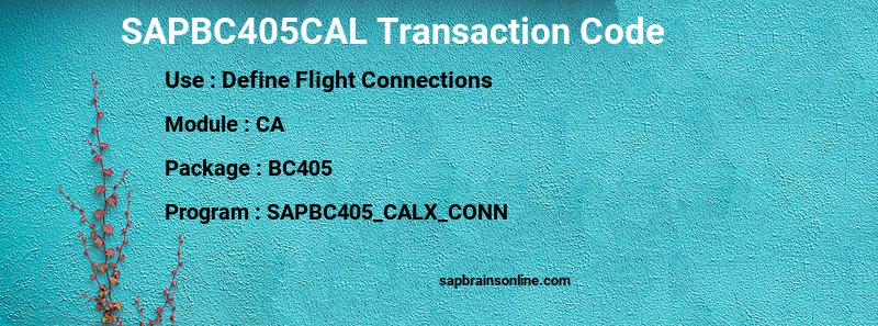 SAP SAPBC405CAL transaction code
