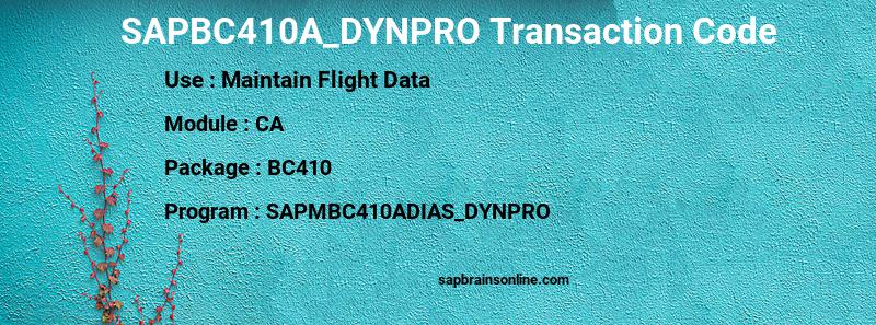 SAP SAPBC410A_DYNPRO transaction code