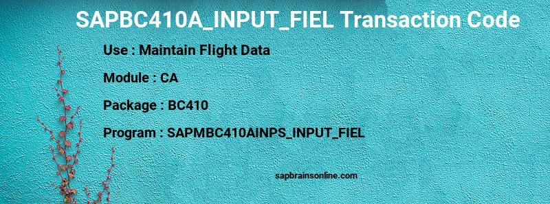 SAP SAPBC410A_INPUT_FIEL transaction code