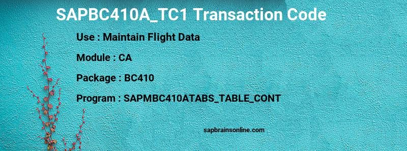 SAP SAPBC410A_TC1 transaction code
