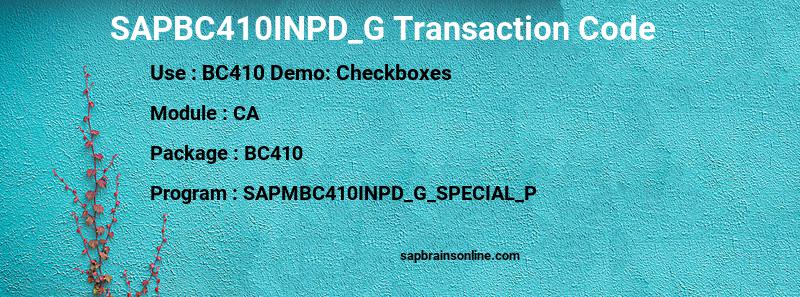 SAP SAPBC410INPD_G transaction code