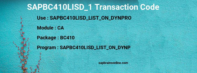 SAP SAPBC410LISD_1 transaction code