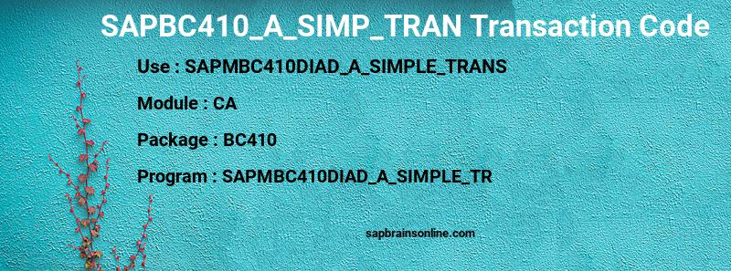 SAP SAPBC410_A_SIMP_TRAN transaction code