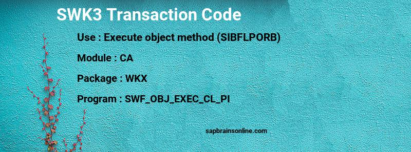 SAP SWK3 transaction code