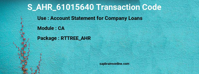 SAP S_AHR_61015640 transaction code