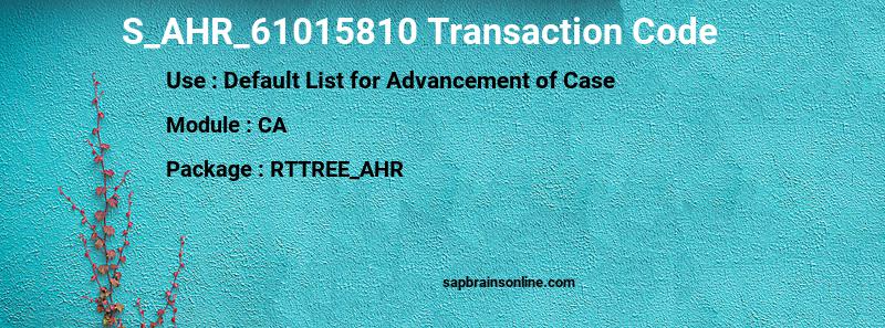 SAP S_AHR_61015810 transaction code