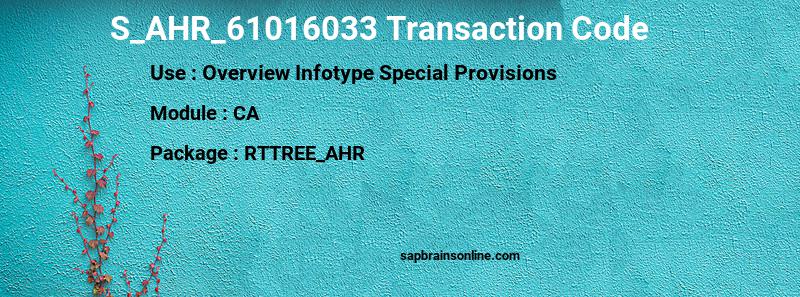 SAP S_AHR_61016033 transaction code