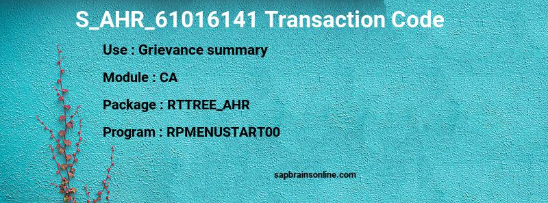 SAP S_AHR_61016141 transaction code