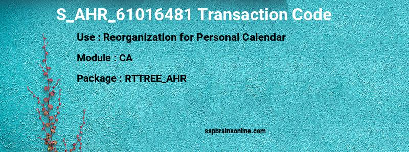 SAP S_AHR_61016481 transaction code