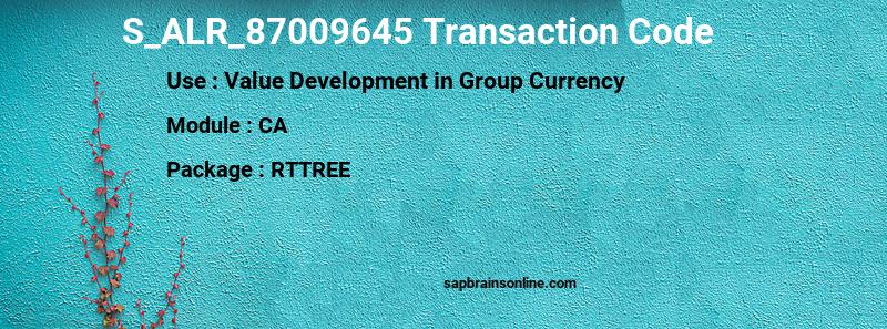 SAP S_ALR_87009645 transaction code