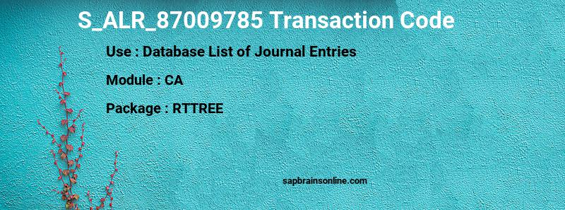 SAP S_ALR_87009785 transaction code
