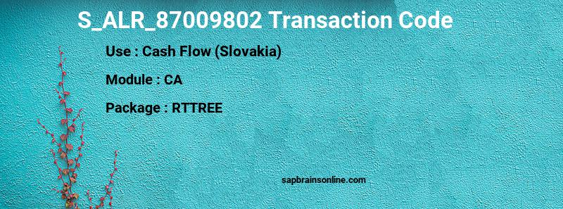 SAP S_ALR_87009802 transaction code
