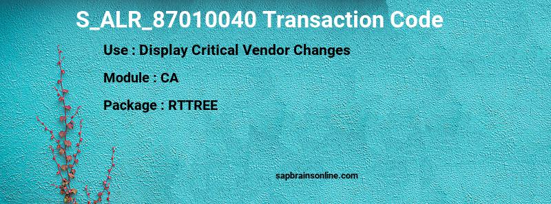 SAP S_ALR_87010040 transaction code