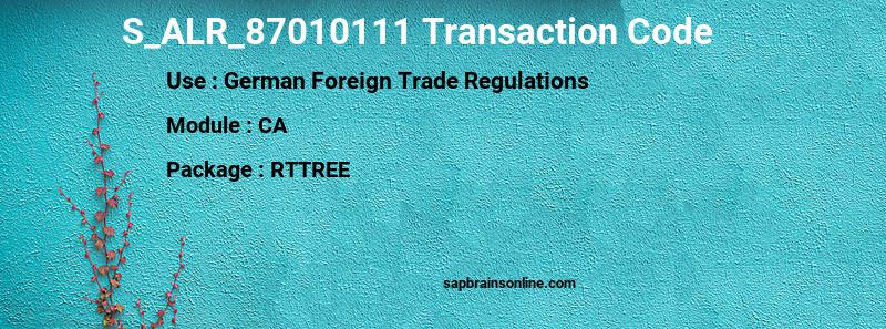 SAP S_ALR_87010111 transaction code