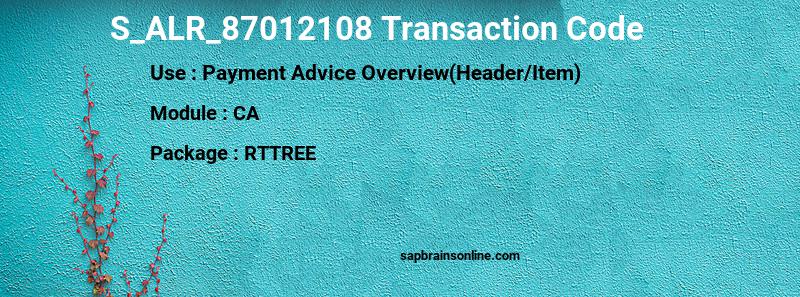 SAP S_ALR_87012108 transaction code