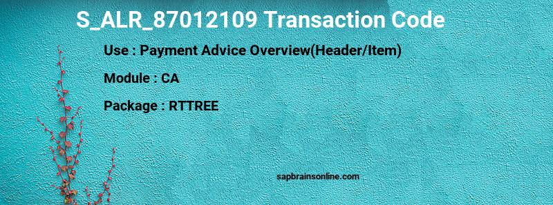 SAP S_ALR_87012109 transaction code