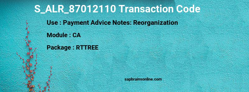 SAP S_ALR_87012110 transaction code