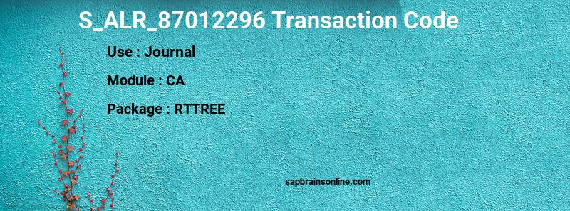 SAP S_ALR_87012296 transaction code