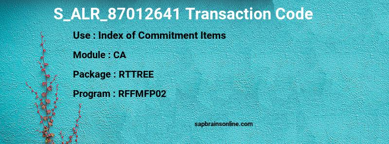 SAP S_ALR_87012641 transaction code