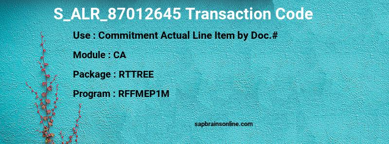 SAP S_ALR_87012645 transaction code