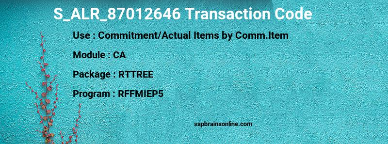 SAP S_ALR_87012646 transaction code