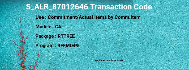 SAP S_ALR_87012646 transaction code