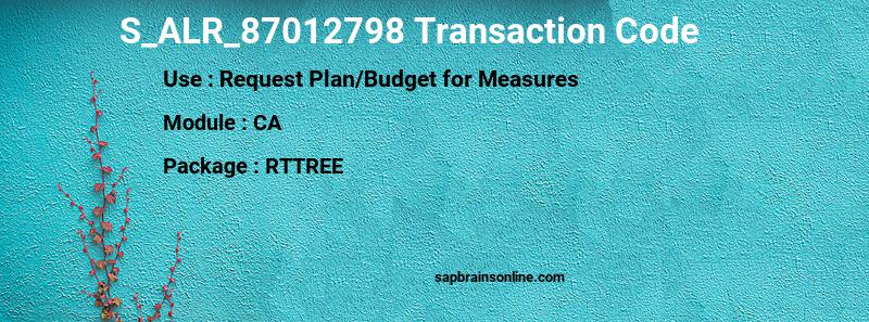 SAP S_ALR_87012798 transaction code