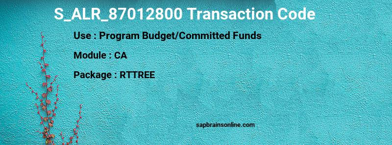 SAP S_ALR_87012800 transaction code