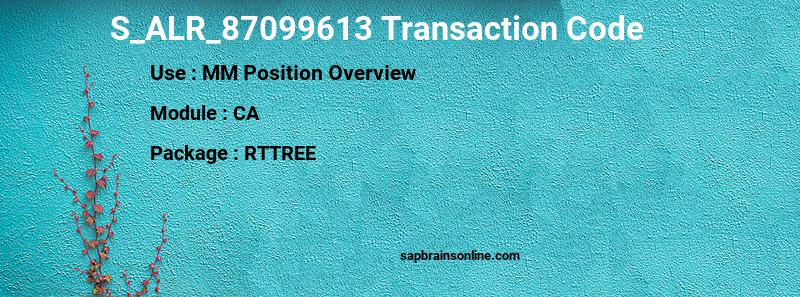 SAP S_ALR_87099613 transaction code